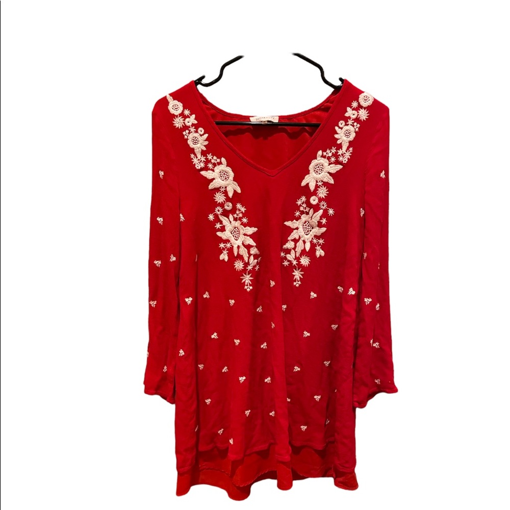 Sugarlips Red Floral Long Sleeve Dress